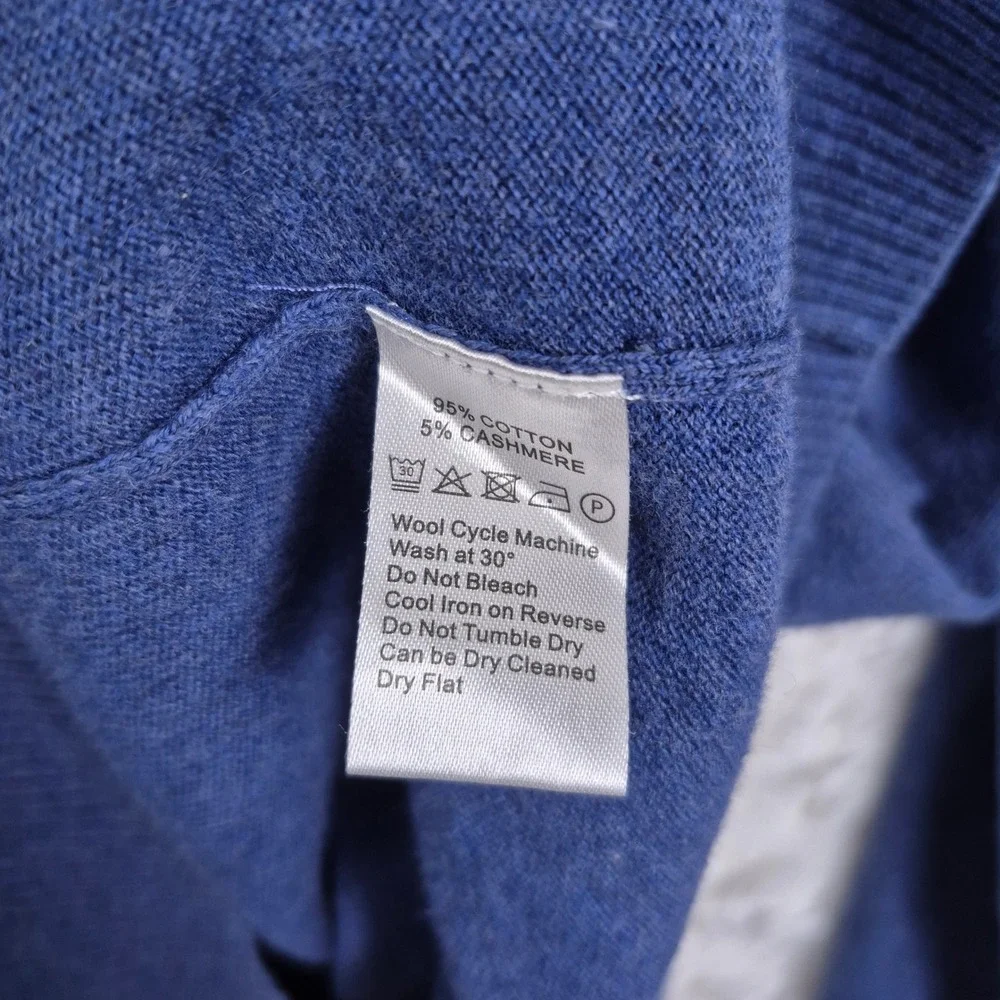 Charles Tyrwhitt Blue Cotton Cashmere Quarter Zip‎ Sweater Mens XL Preppy